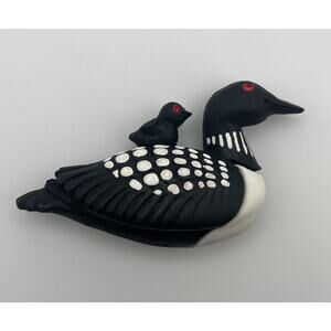 Loon Artisan Fridge Magnet by Clay Critters Jewel Eye Bird Handmade USA